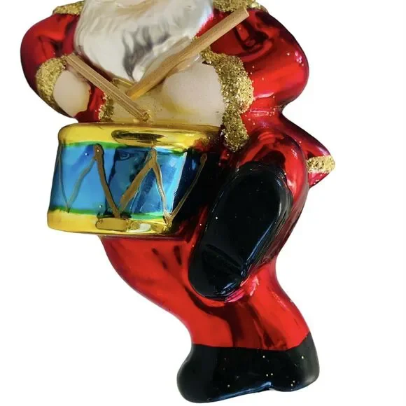 Vtg Santa Claus Drummer Band European Style Hand Blown Glass Christmas Ornament - Picture 9 of 16